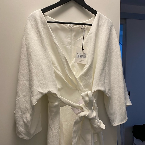 White, Crepe Dress US 8-10, AS 14 Signora MIDI Dress- Tussah - Picture 4 of 5